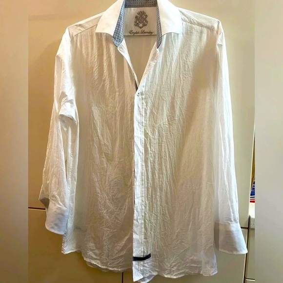 English Laundry Button Up Dress Shirt With Flip Cuffs Size 16 32/33 White - Picture 1 of 9